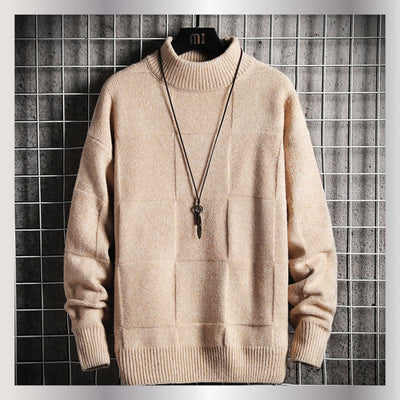 Autumn and winter new men&#39;s half turtleneck sweater Korean style loose bottoming sweater