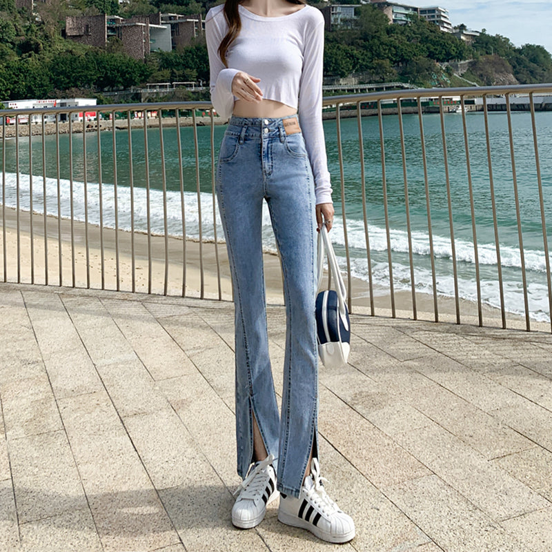 Oversize Jeans Women High Quality Fashion High Waist Droopy Mopping Split Jeans Women&#39;s Spring 2022 Thin Wide-leg Flared Pants