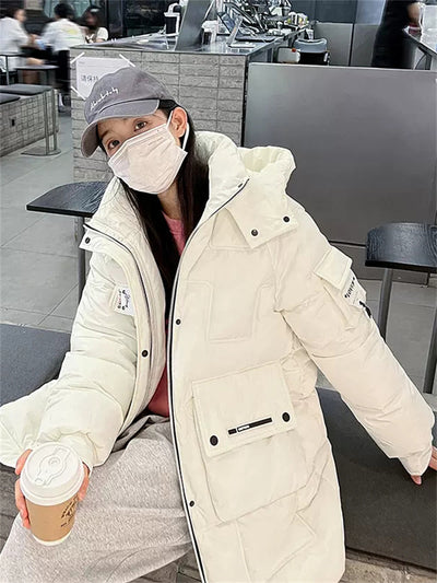 Down Padded Coats Women's Mid-length 2022 Winter New Popular Cotton Jacket Korean Version Loose Thickened Warmth Hooded Parkas