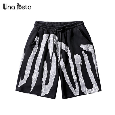Una Reta Shorts Men 2021 Fashion New Streetwear Harajuku Sweatpants Hip Hop Silver Print Casual Shorts Summer Men's Clothing