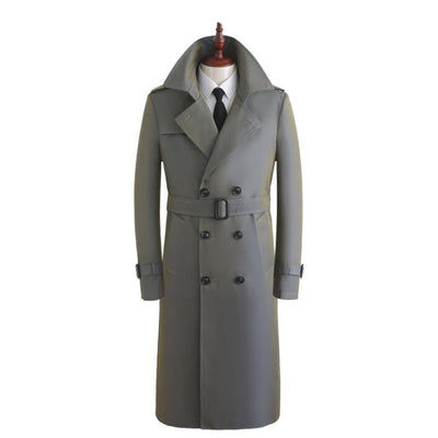England mens trench coats man Discoloration long coat men clothes slim fit overcoat long sleeve spring autumn khaki blue