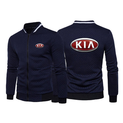2022 KIA MOTORS Brand Men Zipper Sweatshirts Zipper Collar Jacket Cardigan Plaid Sweatshirt Long Sleeve Tops Streetwear