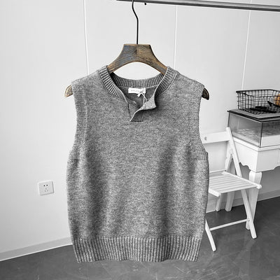 Autumn and Winter Men's Antistatic V-Neck Sweater Versatile Round Neck Business Leisure Commuting Keep Warm Knitted Vest