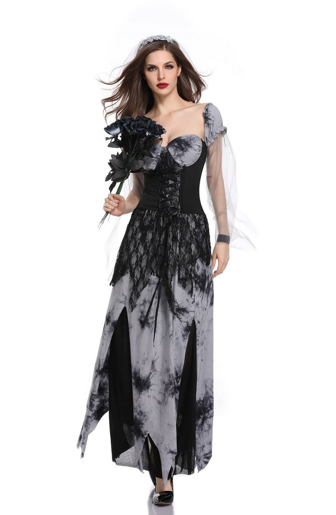 Funny Halloween Costumes Horror Skull Zombie Costume Black Vampire Ghost Bride for Women Halloween Party Cosplay Devil