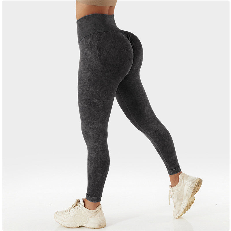 Women High Intensity Washed Seamless Sports Wear Yoga Pant Fitness Tight Training Running Leggings Quick Dry Workout Bottoming