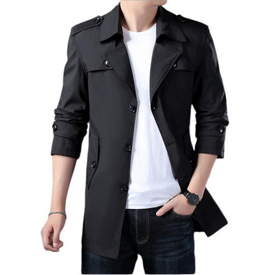 Trench Coat Men Brand Long Jacket Mens Spring Autumn Casual Windbreaker Overcoat Fashion Button Men's Trench M-6XL