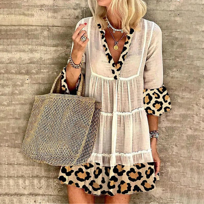Dress Grandmother Women'S European And American Hot Selling Fashion Leopard Print Stitching Trendy Dresses for Women