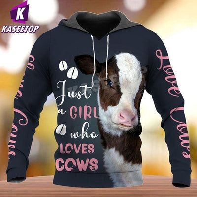 Just A Girl Who Loves Cows 3D Printed Hoodies Men Zip Hoodies Brand Sweatshirts Boy Jackets Pullover Tracksuit Animal Streetwear