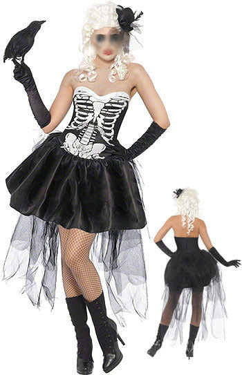 Size XXL Halloween Gothic Vampire Costumes Women Wrapped Chest Dress+Gloves+Headwear 3 Pieces Suit Zombie Costume