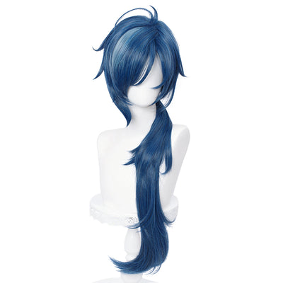 Genshin Impact Kaeya Wig Cosplay 80cm Long Anime Hair Ink-blue Cosplay Costume Game Halloween Heat Resistant Synthetic