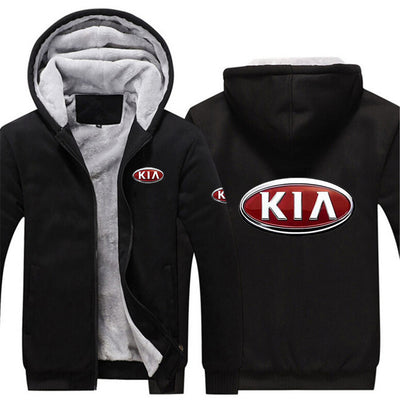 2022 KIA MOTORS Print Fleece Hoodies Sweatshirt Winter Thicken Warm Zipper Men's Hooded Coat Sport Male Streetwear Sweatshirts