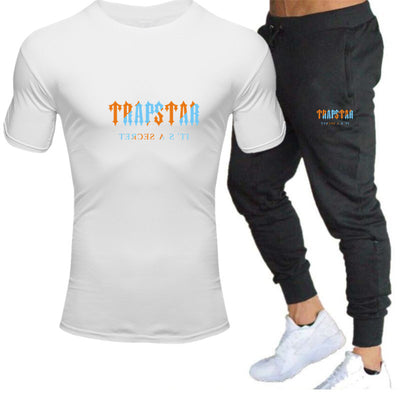 2022 New TRAPSTAR Tracksuit Set Men T Shirt+trousers Summer Sportswear Jogging Pants Streetwear Harajuku Tops Short Sleeve Suit