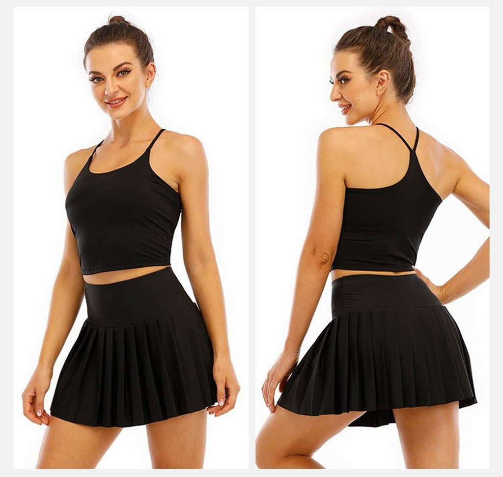 Yoga Women&#39;s Athletic Tennis Golf Skirts Pleated Shorts Sport Skort with Pocket