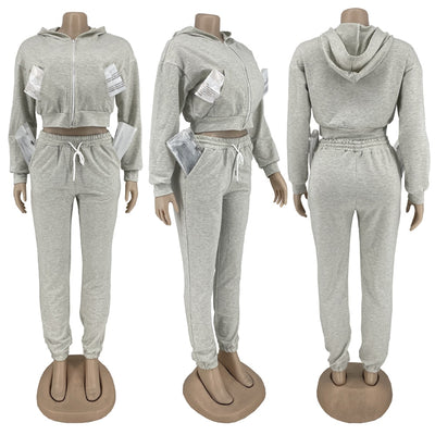 Wholesale Winter Tracksuit Women 2 Piece Sets Womens Outfits Hoodie Jacket Top Pants Sets Casual Sweatsuits for Women Sporty