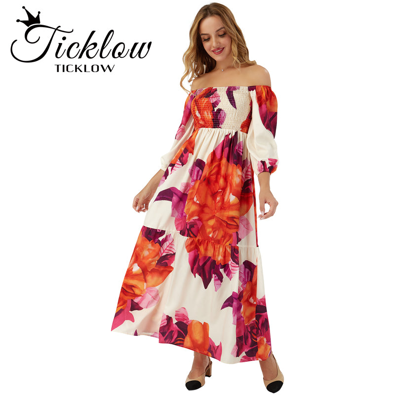2021 New Color Mixing Elegant Print Summer Dress Lace Split Backless Pleated Bandage Dresses Ladies Strapless Sundress