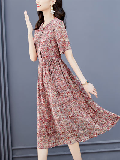 O-Neck Tunics Casual Floral Summer Dress Women 2022 Midi Korean Fashion Bodycon Dress Boho Playa Vestidos Elegantes Para Mujer