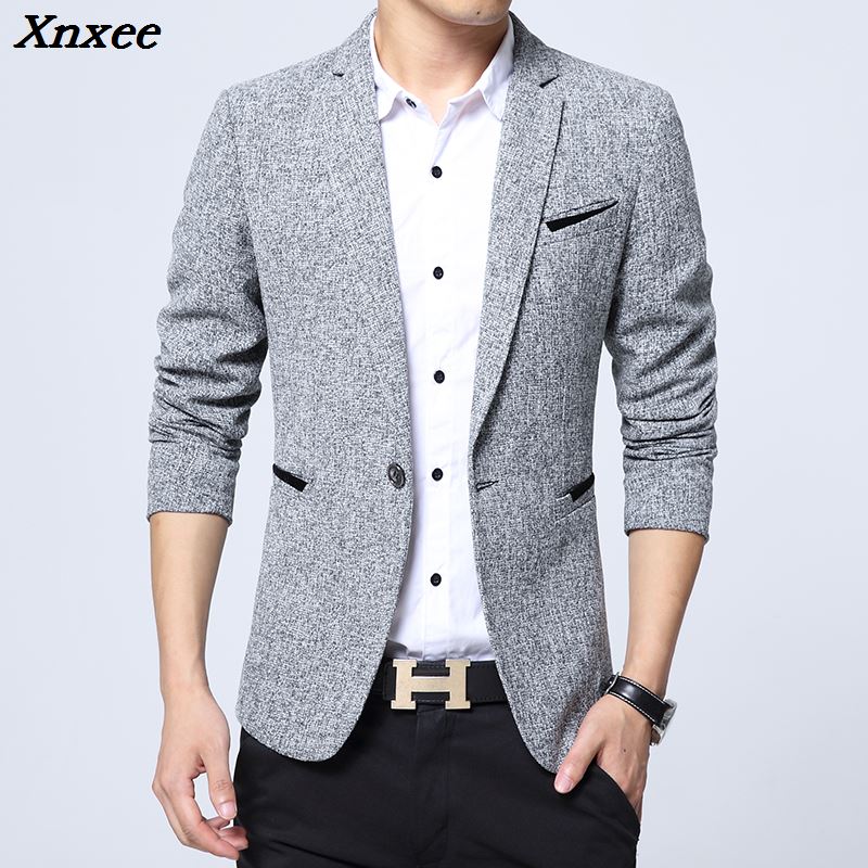 2021 New Spring Autumn thin Casual Men Blazer Cotton Slim England Suit Blaser Masculino Male Jacket Blazer Men Size S-5XL Xnxee