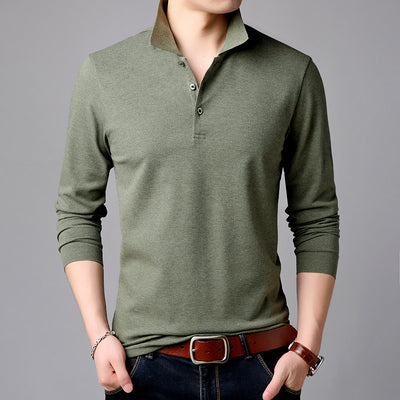 Top Grade New Fashion Brands Polo Shirt Men Solid Color Long Sleeve Slim Fit Boys Korean Poloshirt Casual Men&#39;s Clothing
