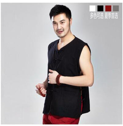 Chinese Traditional Men Vest Shirt Waistcoat Old Summer Northern Shanxi Tops