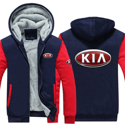 2022 KIA MOTORS Print Fleece Hoodies Sweatshirt Winter Thicken Warm Zipper Men&#39;s Hooded Coat Sport Male Streetwear Sweatshirts