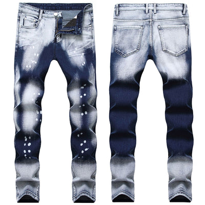 2021 new arrival Fashion youth pants dimensional White dot slim foreign trade original single Drag white Two-color men&#39;s jeans