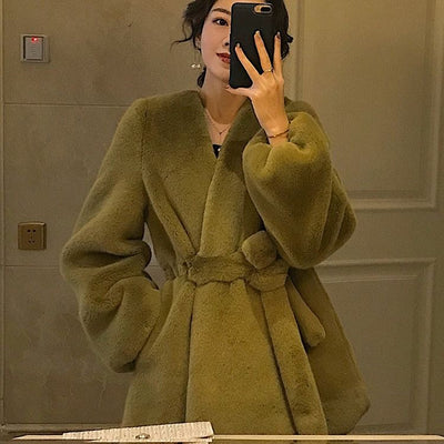 Women 2021 Autumn Winter Elegant Faux Fur Coat Female Thick Warm Soft Fleece Jacket Ladies Fashion Casual Overcoat Outwear