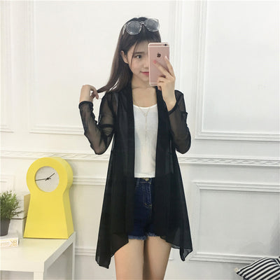 UHYTGF Female Summer Top Chiffon Sun Protection Clothing Thin Coat Casual Women Clothing Cardigan Shawl LoosePlus Size Jacket 72