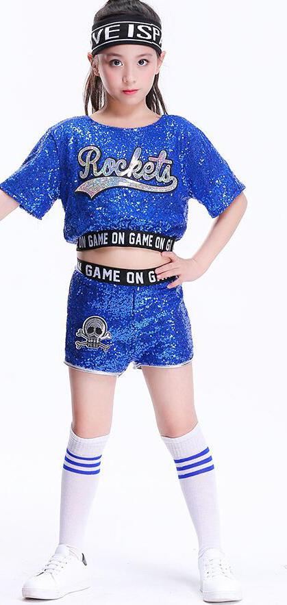 Girls Boys Sequined Ballroom Dancing Clothes Children Hip Hop Modern Costume Jazz Dance Wear for Kids Stage Clothing Outfits