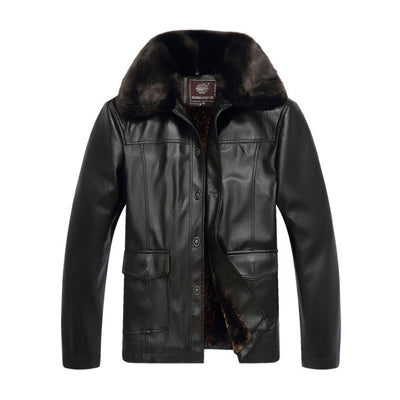 2021 Winter Brand PU Leather Jacket Men Black Motorcycle Faux Fur Leather Jackets Overcoat Jaqueta Male Jacket Coat 4XL 5XL 50
