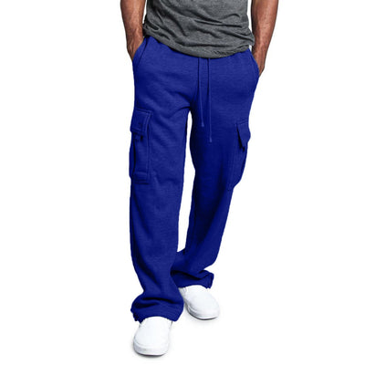 Men's Loose And Casual Trouser Pant Soild Color Tethered Waistband Sport Loose Long Trousers Big Tall Pants Mens Sports Pants