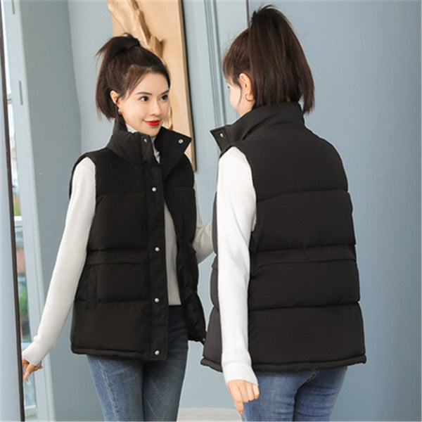Plus size M-3XL 2021 New Winter women Vest Coat Solid Turn Down Collar sleeveless Thicken Warm Zipper padded Vest Jacket H68