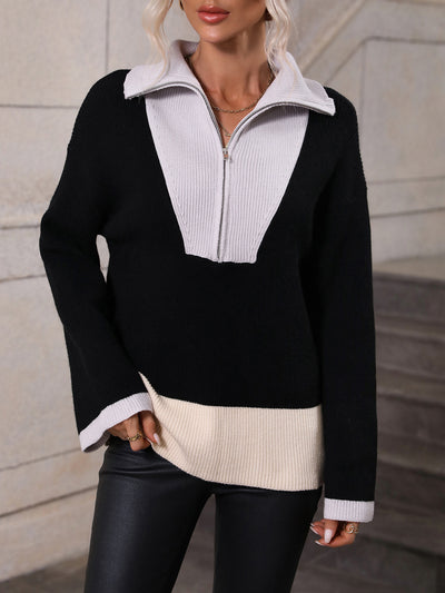 New Autumn Winter korean fashion Pullover Knitwear Chain Color Contrast Long Sleeve Women&#39;s Sweater women clothing Women top