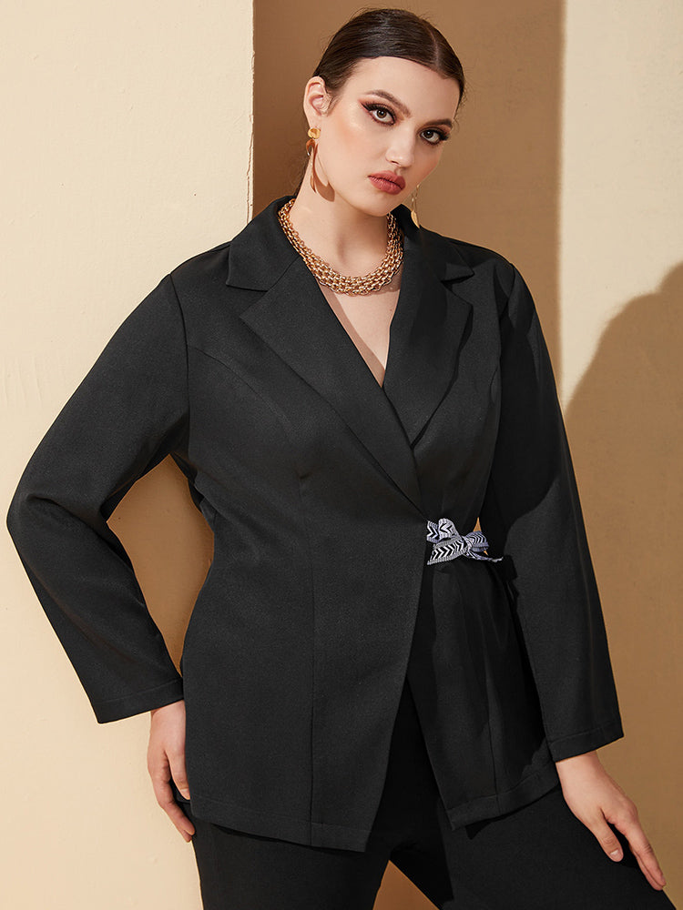 TOLEEN Clearance Outfits Fashion Belted Women Plus Size Coats 2022 Spring Autumn Black Slim Formal Suit Outwear Elegant Clothing