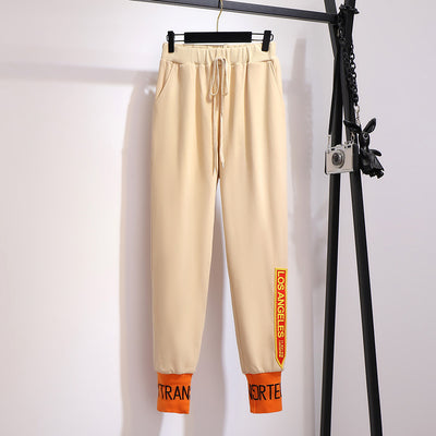 New 2021 Spring Autumn Plus Size Jogger Pants For Women Large Casual Cotton Loose Black Beige Long Trousers Belt 4XL 5XL 6XL 7XL