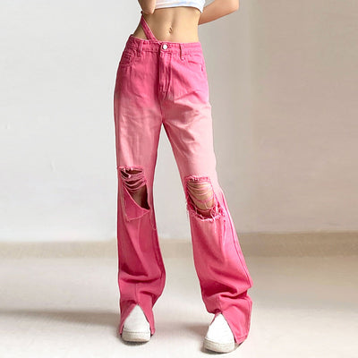 Women High Waisted Jeans Gothic Baggy Denim Pants Loose Casual Pants Trousers Streetwear