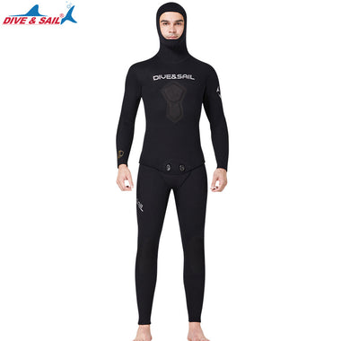 1.5MM Two Pieces Scuba Snorkeling Hooded Super Stretch Beach Surfing Diving Suit Mens Neoprene Spearfishing Swim Bathing Wetsuit