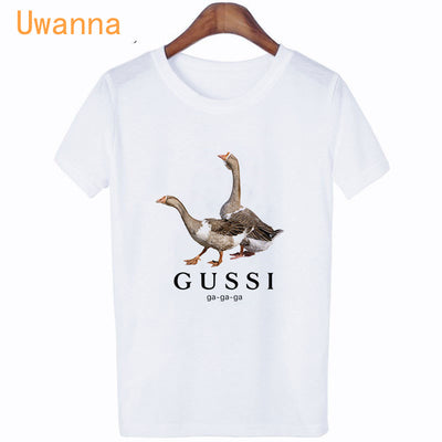 New summer harajuku duck printed funny t shirt women graphic t-shirt short sleeve casual white tops tee women fashion clothing 2