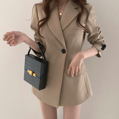 2021 Women Suit Dress Jacket Long-sleeved Solid Color Single breasted Thin Suit Women Blazer Coat Dresses For Women