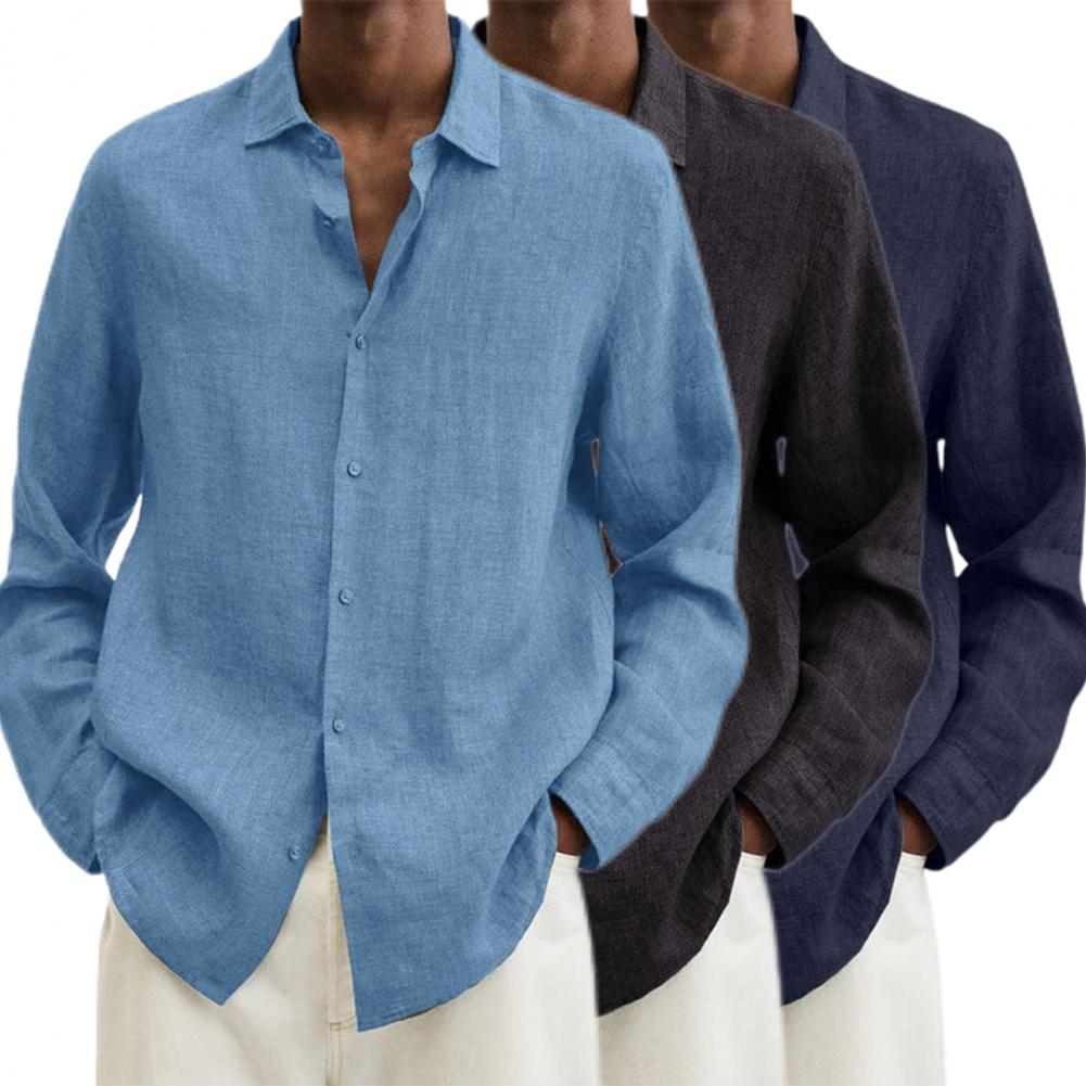 Chic Men Blouse Super Soft Shirt Washable Men Shirt Tops Autumn Chemise Quick Dry