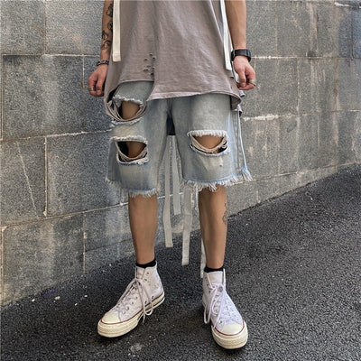 J GIRLS Denim Shorts for Men Summer Ins Fashion Five-Point Pants Vintage Jeans Streetwear Male Trousers Casual Bottoms Plus Size