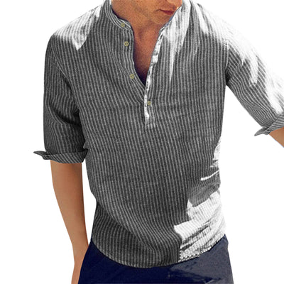 Men T-shirt Button Casual Top