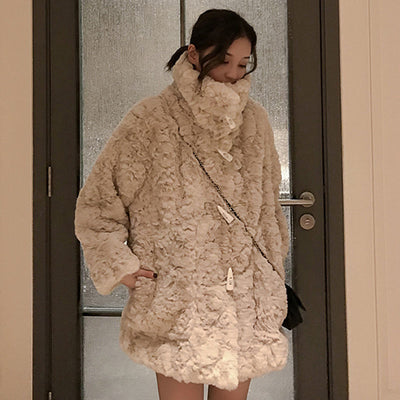 Long Padded Jackst Lamb Cashmere Winter New 2021 Korean Warm Thick Coat Female Imitation Fur Lazy  Fur Mid-length Coat