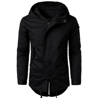 2021 Autumn New Men Camouflage Jacket Casual Slim Fit Windbreaker Men's Camo Hooded Overcoat Zipper Pocket Jackets Mid-length