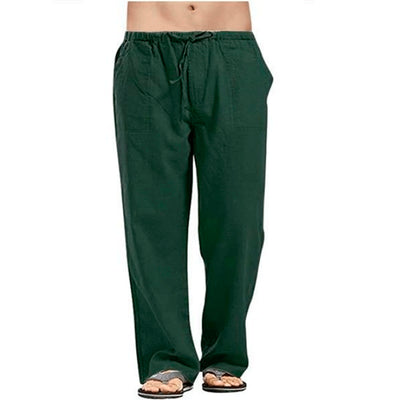 Cotton and Linen Large Size Breathable Sweat-absorbing Trousers Spring and Summer Casual Wide-leg Baggy Pants Jogging Pants Men