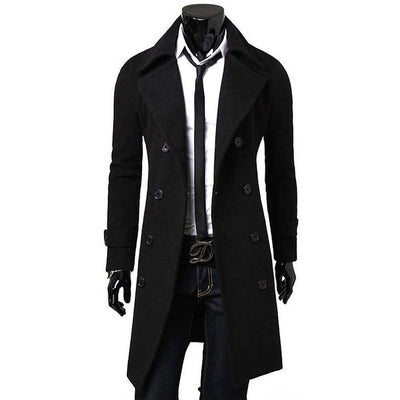 Men Jacket Warm Winter Trench Coat Long Outwear Button Overcoat Male Casual Windbreaker Overcoat Jackets coats Wool Blends