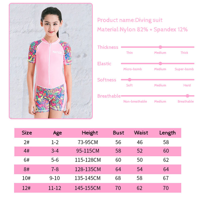 Hisea One Piece Short Sleeve Kids Diving Suit 0.5mm Lycra Wetsuit boys Girls Swim Surf Suit UV Protection Suit For 1-12 years