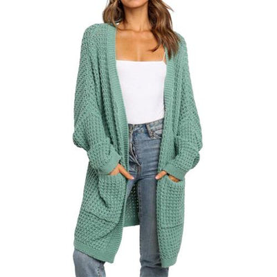 Knitted Cardigan Women Solid Color Loose Large Size Open Front Sweater Coat For Daily Wear свитер женский ,кардиган женский