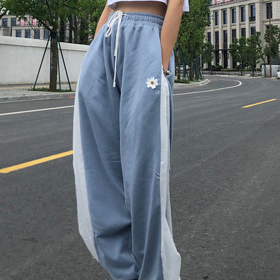 Loose fashionable high-waisted trousers women 2022 new style Korean student wide-leg leggings pants slimming sports casual pants