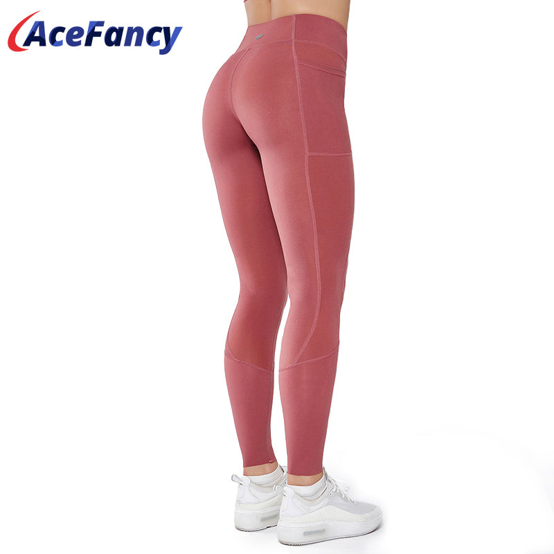Acefancy Women Sport Leggings High Waist Women Athletic Sport Pants With Pocket T1903 Leggings Sport Women Fitness Push Up