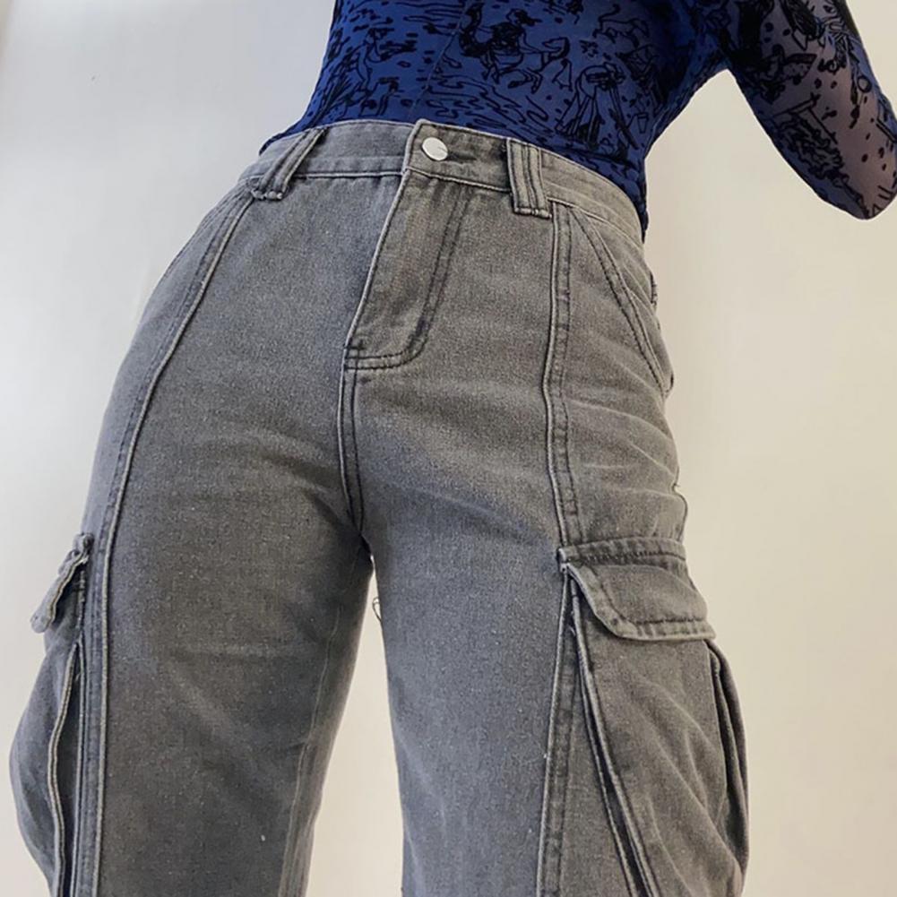 Trendy Trousers Pure Colors Cool Women Jeans Breathable Women Jeans